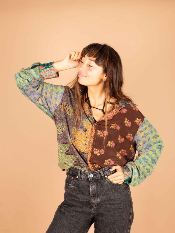 PATCHWORK KATHA SHIRT LONG 026