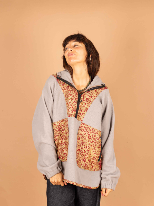 HOODIE FLEECE SAJA GREY 01