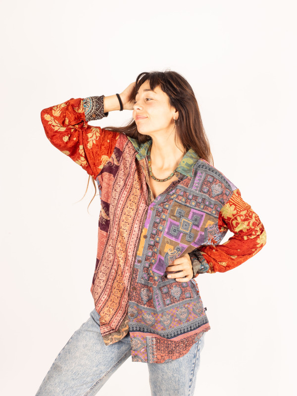 PATCHWORK KATHA SHIRT LONG 040