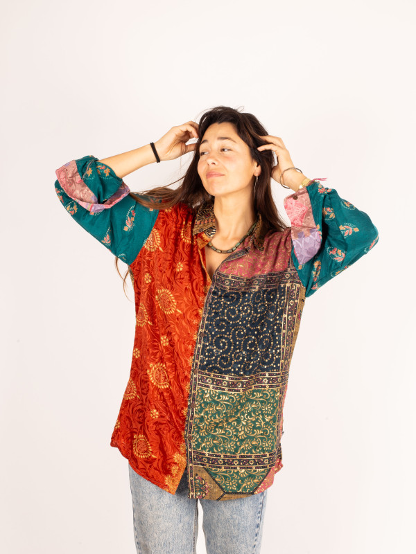 PATCHWORK KATHA SHIRT LONG 042