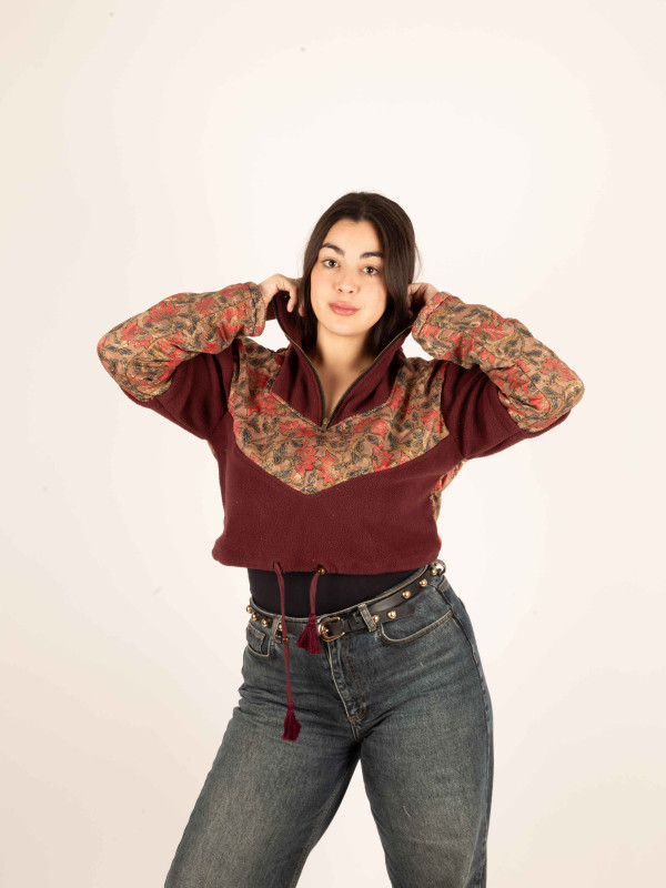 PIRINEOS FLEECE HOODIE MAROON 01