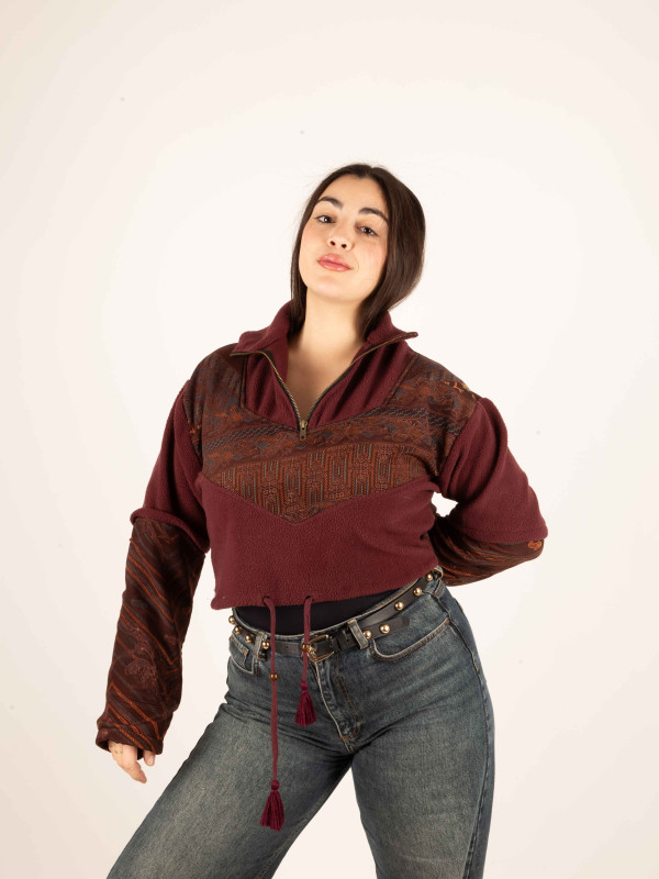 PIRINEOS FLEECE HOODIE MAROON 06