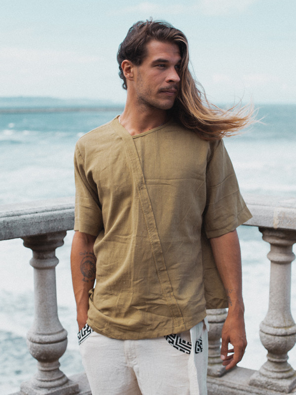 KHAKI JUTE T-SHIRT | FLASHMARKET