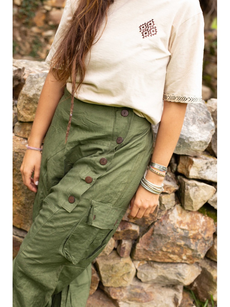 PANTALÓN ON THE LINEN GREEN