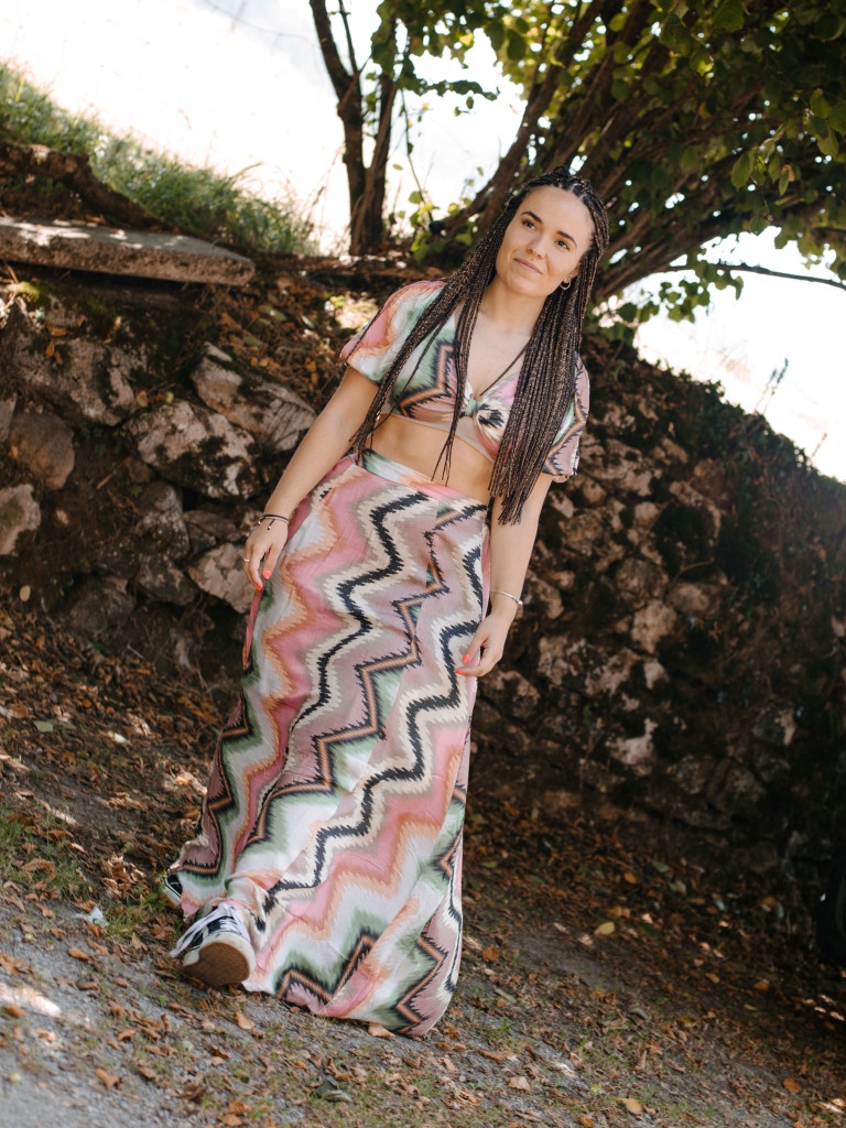 CONJUNTO MAZUNTE PASTEL  TOP + FALDA